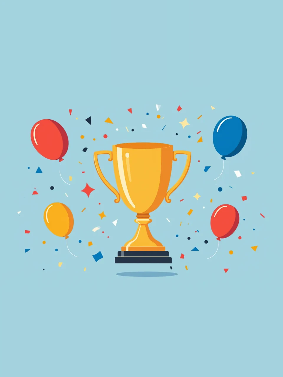Trophée doré avec ballons