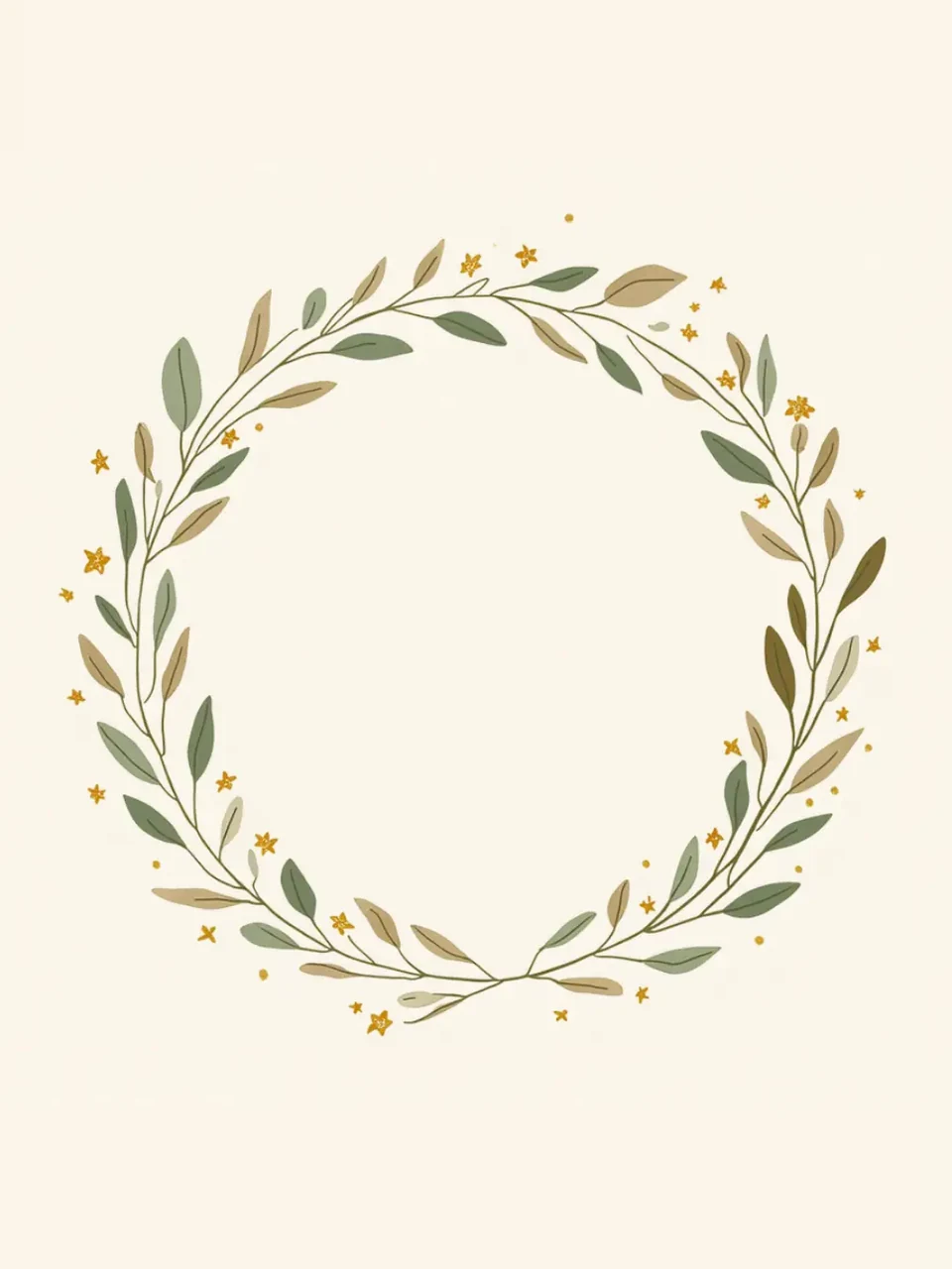Couronne de feuilles vertes et dorées