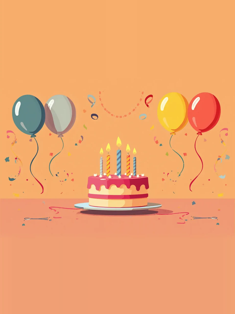 Gâteau d’anniversaire avec bougies et ballons