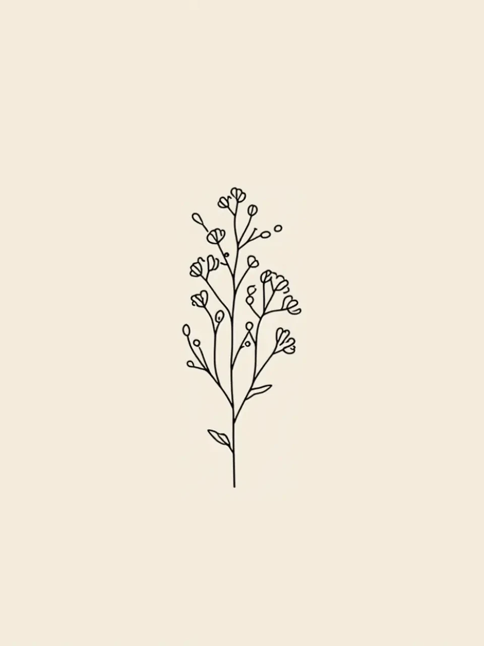 Dessin minimaliste de fleurs sauvages