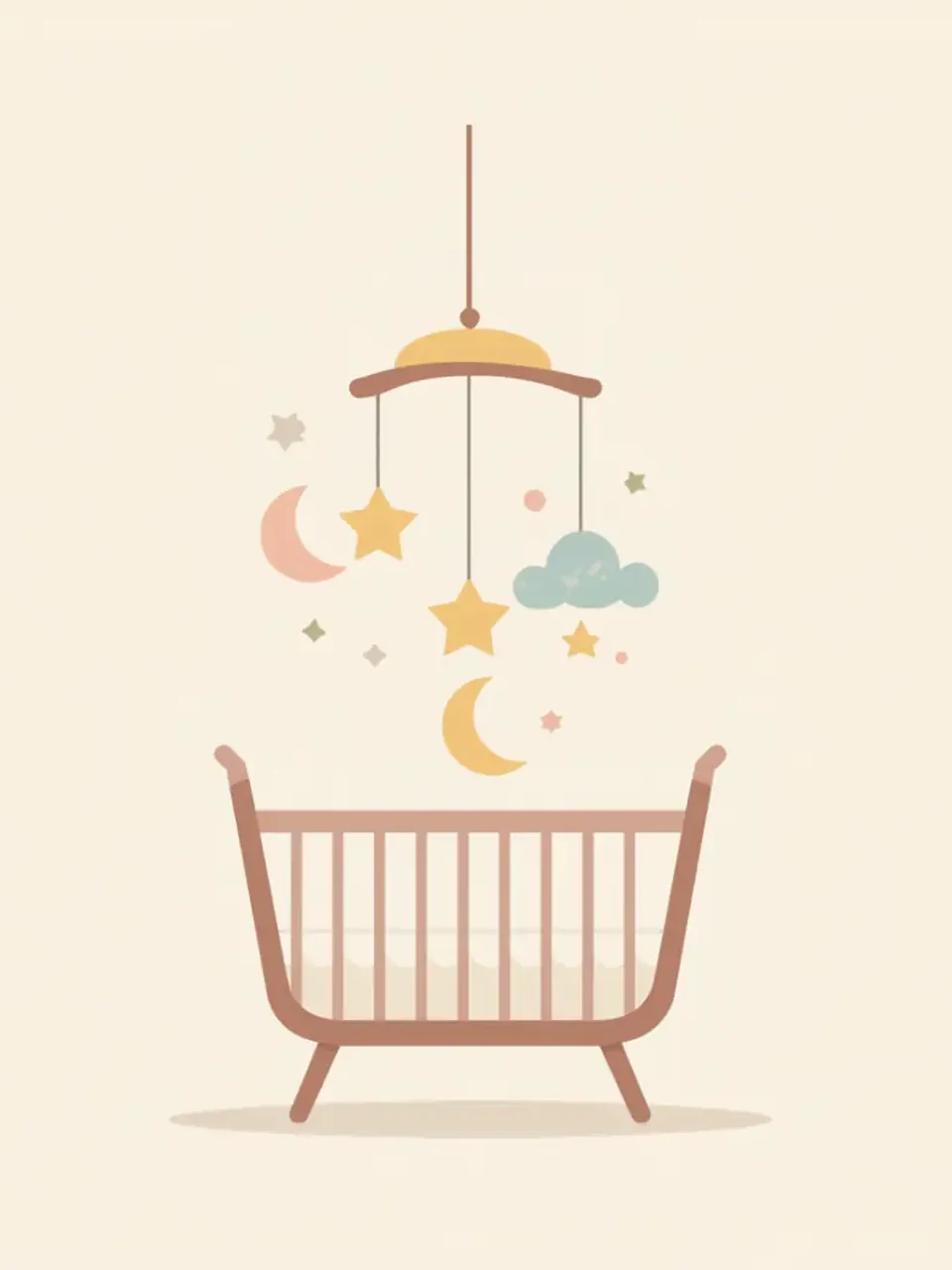 Berceau avec mobile de lune et étoiles