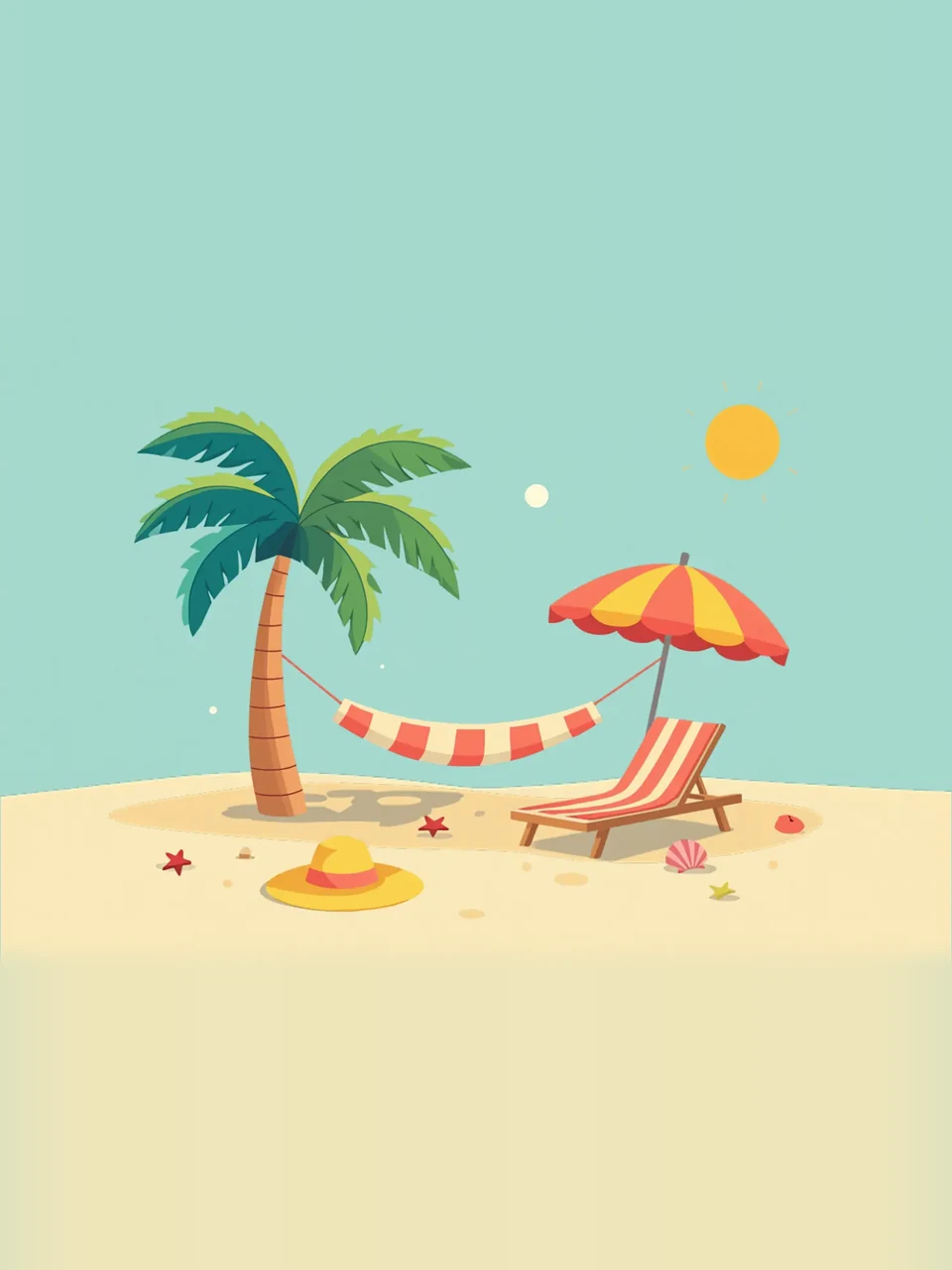 Hamac et palmier sur la plage