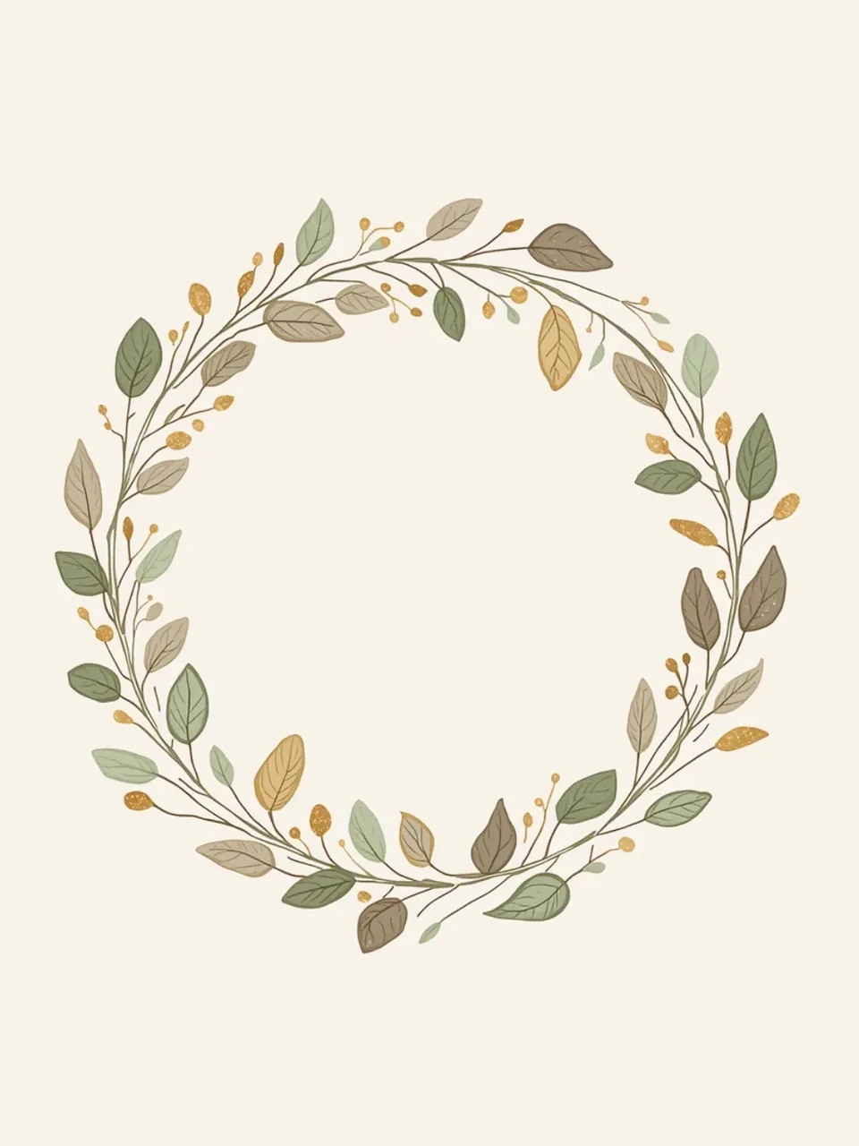Couronne de feuilles sauge et dorées